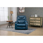 Fauteuil inclinable électrique réglable en hauteur en cuir PU bleu extra-large