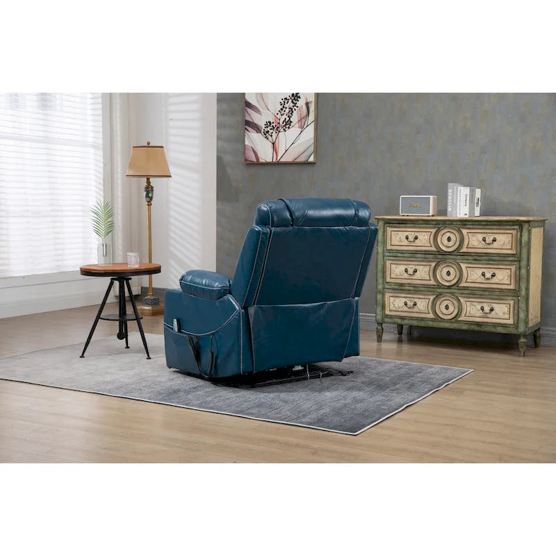 Fauteuil inclinable électrique réglable en hauteur en cuir PU bleu extra-large