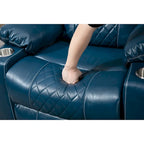 Fauteuil inclinable électrique réglable en hauteur en cuir PU bleu extra-large