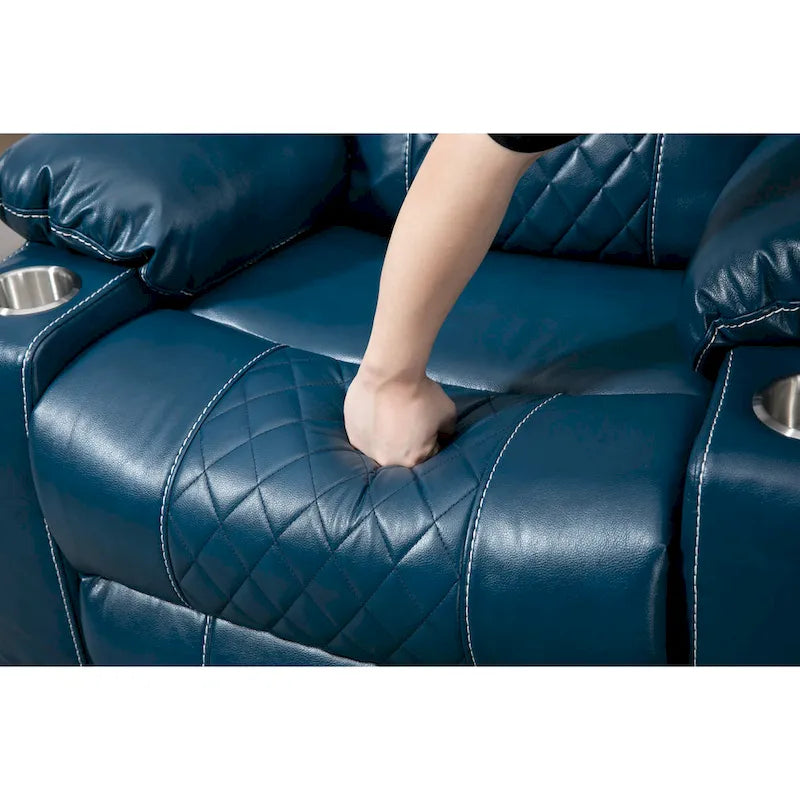 Fauteuil inclinable électrique réglable en hauteur en cuir PU bleu extra-large