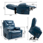 Fauteuil inclinable électrique réglable en hauteur en cuir PU bleu extra-large