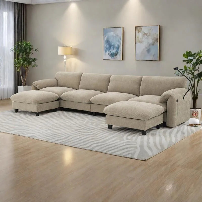 Canapé modulable en U en chenille