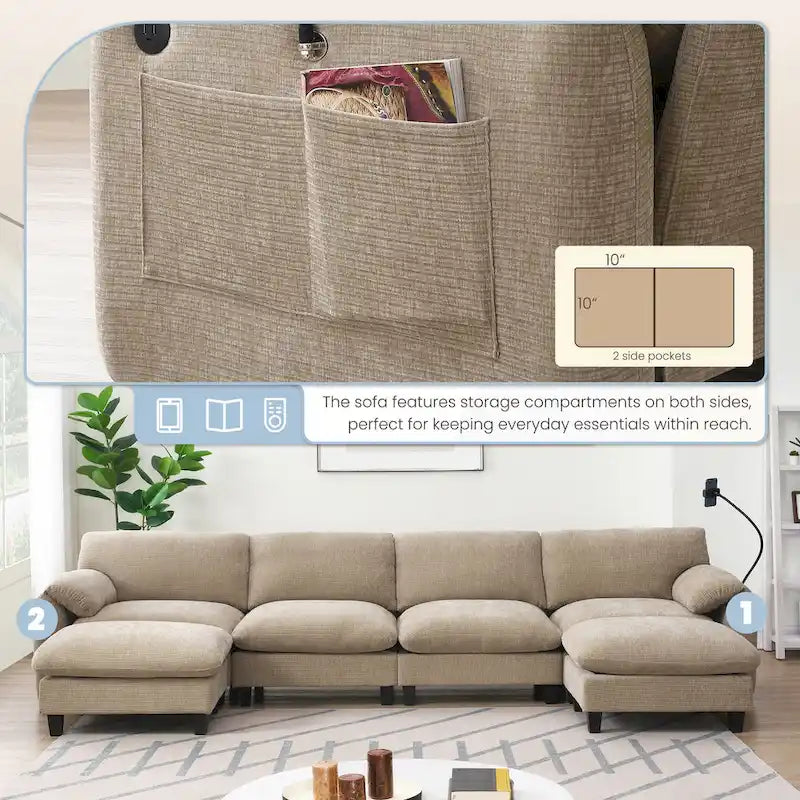 Canapé modulable en U en chenille