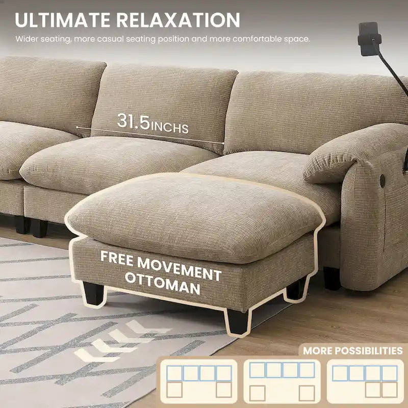 Canapé modulable en U en chenille