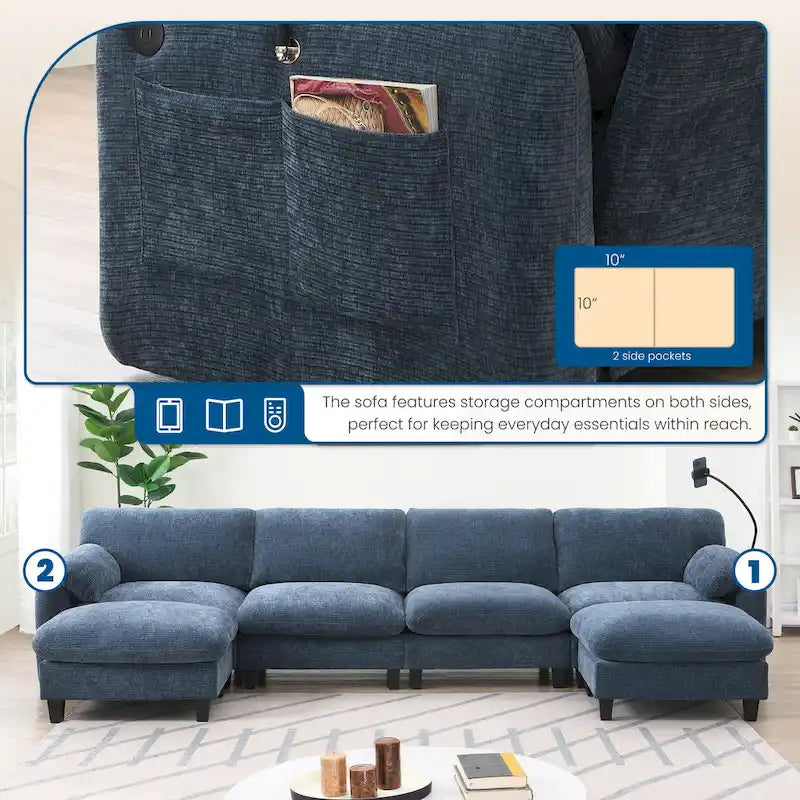 Canapé modulable en U en chenille