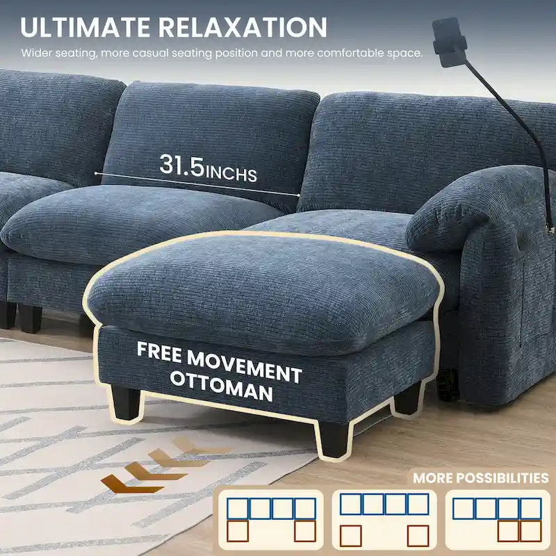 Canapé modulable en U en chenille
