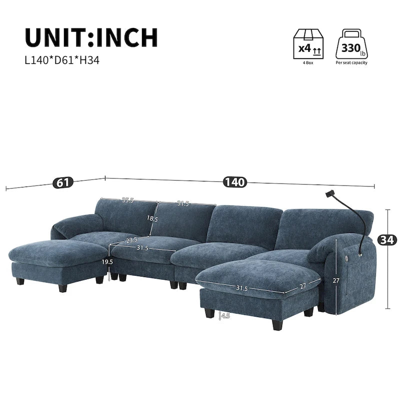 Canapé modulable en U en chenille