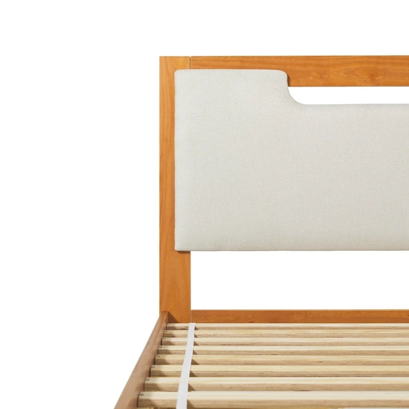 Lit plateforme de rangement en bois massif de style médiéval
