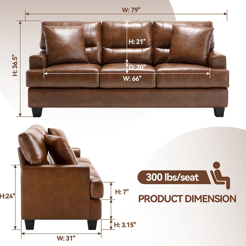 Ensemble deux pièces de chaise et de canapé en similicuir