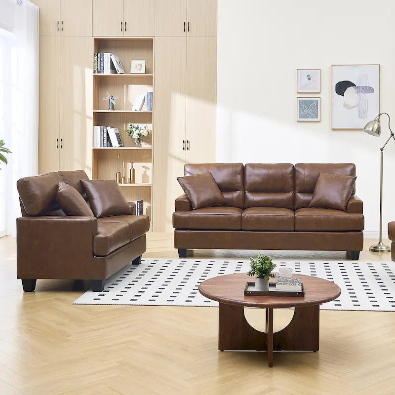 Ensemble deux pièces de chaise et de canapé en similicuir