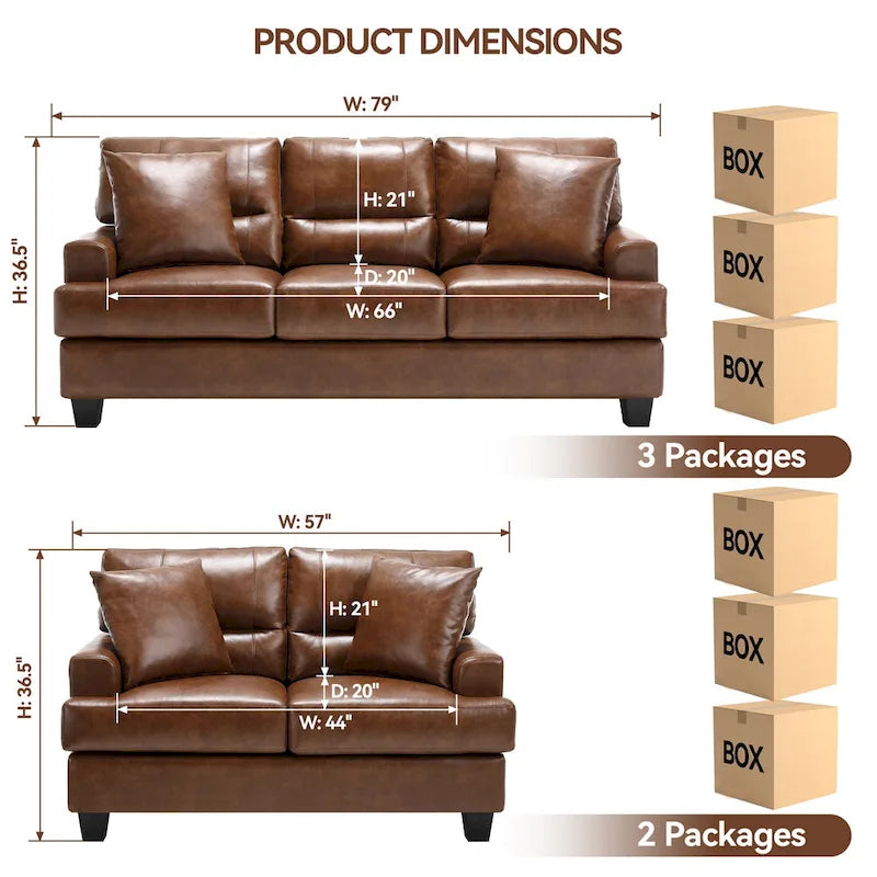 Ensemble deux pièces de chaise et de canapé en similicuir
