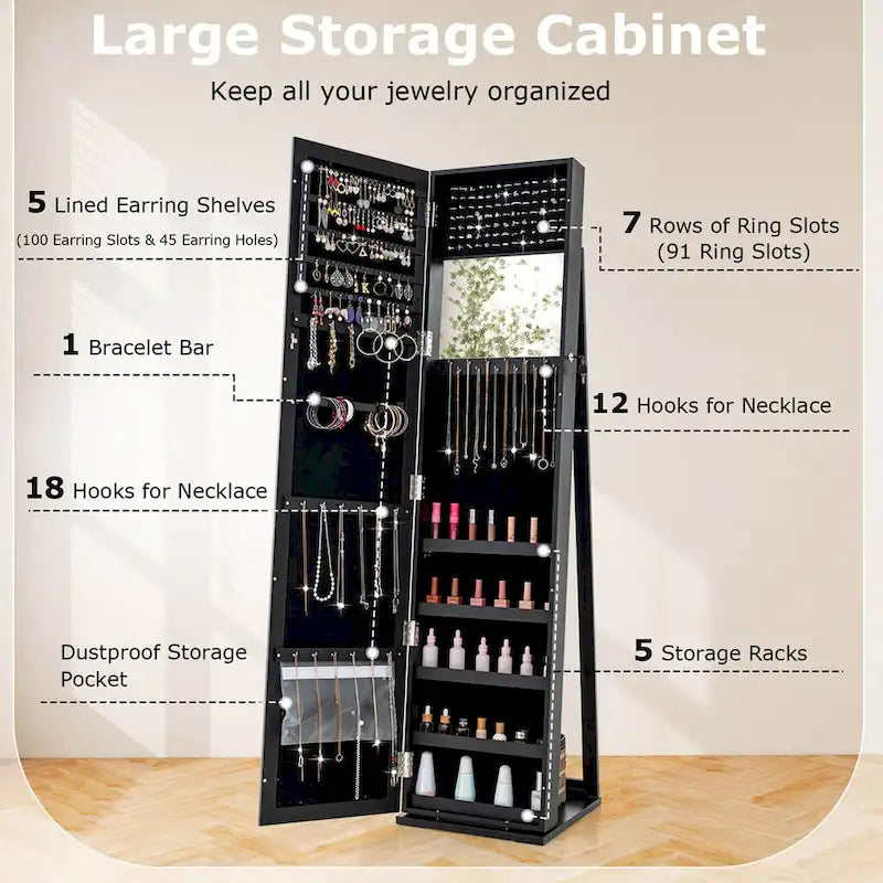 Armoire à bijoux avec miroir