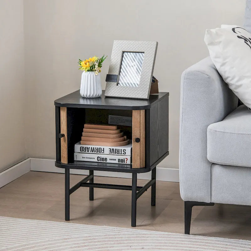 Lot de 2 tables de chevet compactes et modernes avec tiroir coulissant