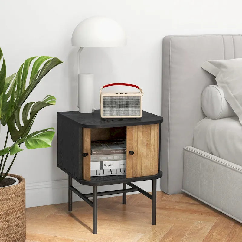 Lot de 2 tables de chevet compactes et modernes avec tiroir coulissant