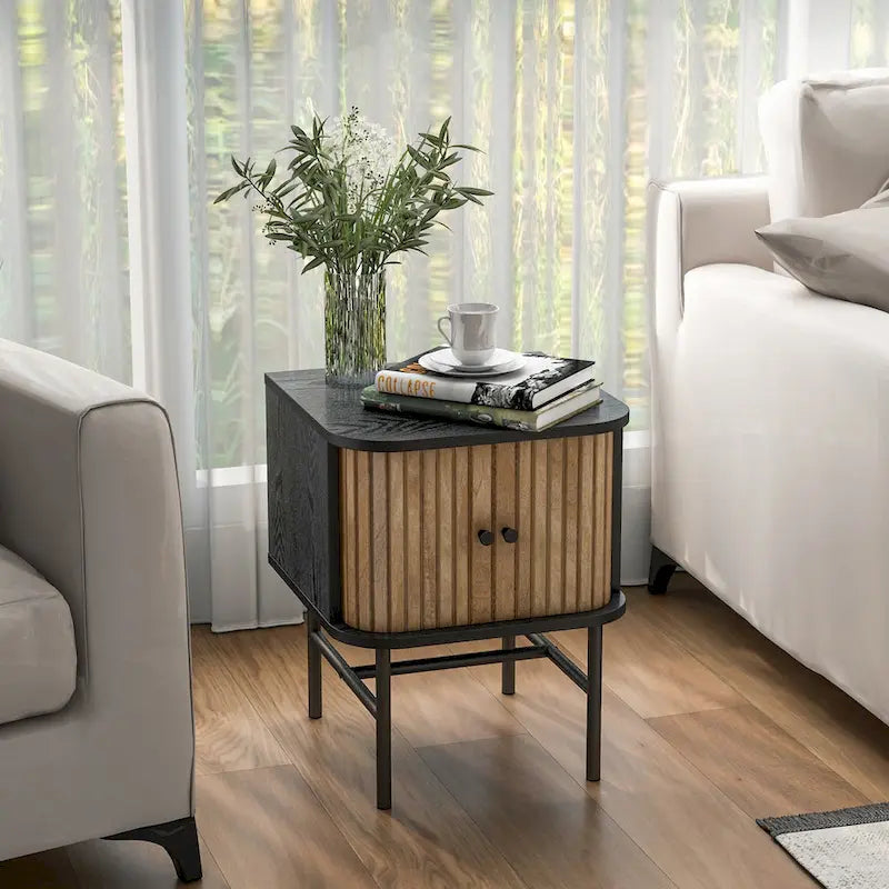Lot de 2 tables de chevet compactes et modernes avec tiroir coulissant