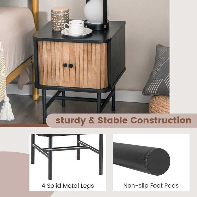 Lot de 2 tables de chevet compactes et modernes avec tiroir coulissant