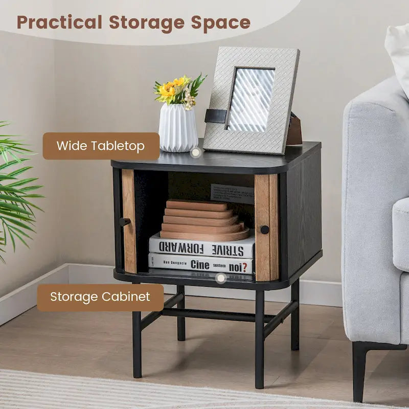 Lot de 2 tables de chevet compactes et modernes avec tiroir coulissant