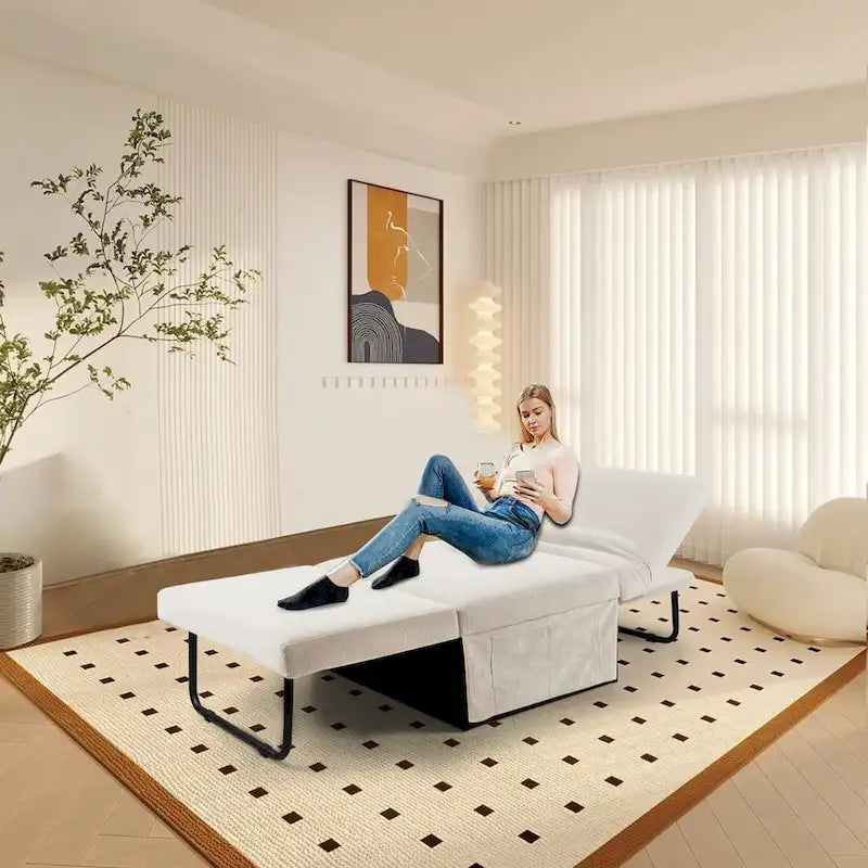 Fauteuil inclinable en velours côtelé convertible quatre en un