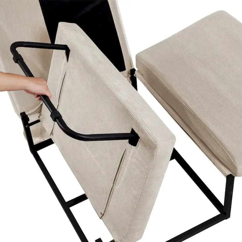 Fauteuil inclinable en velours côtelé convertible quatre en un
