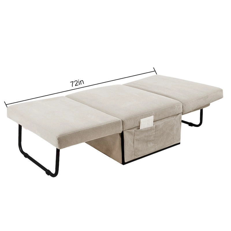 Fauteuil inclinable en velours côtelé convertible quatre en un