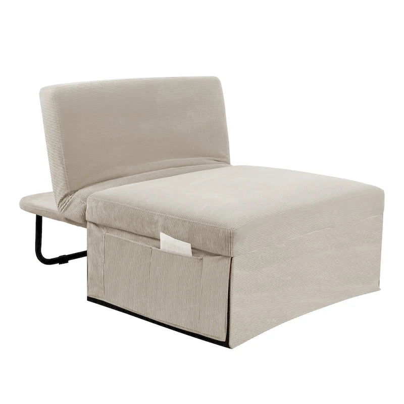 Fauteuil inclinable en velours côtelé convertible quatre en un