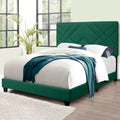 Lit plateforme réglable en velours vert
