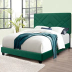 Lit plateforme réglable en velours vert