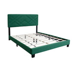 Lit plateforme réglable en velours vert