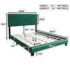 Lit plateforme réglable en velours vert
