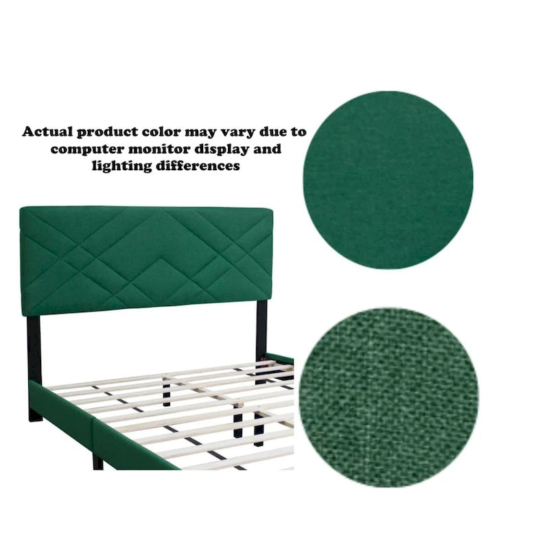 Lit plateforme réglable en velours vert