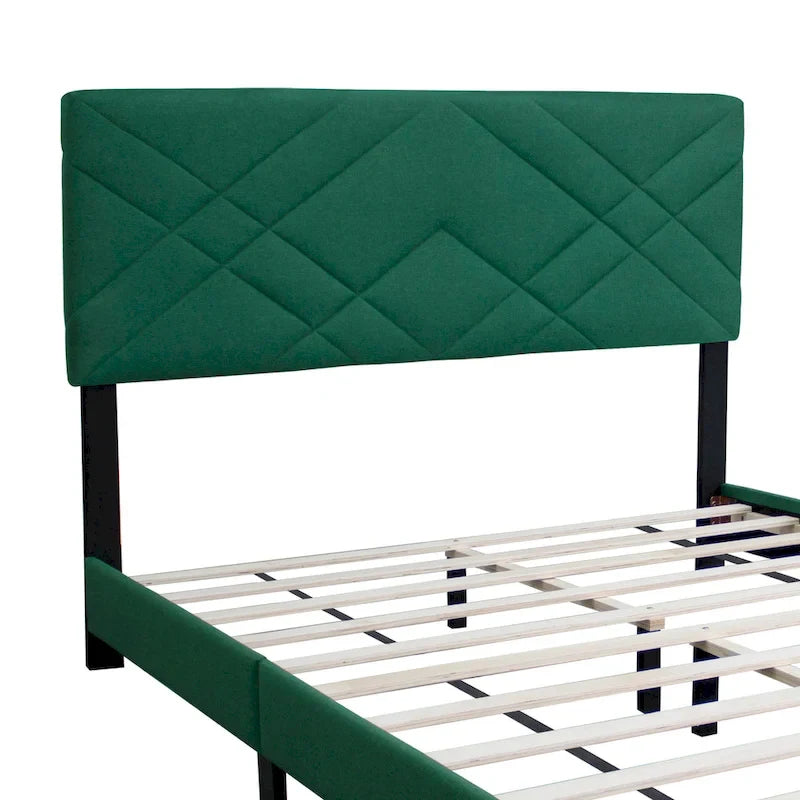 Lit plateforme réglable en velours vert
