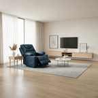 Fauteuil inclinable électrique réglable en hauteur en cuir PU bleu extra-large