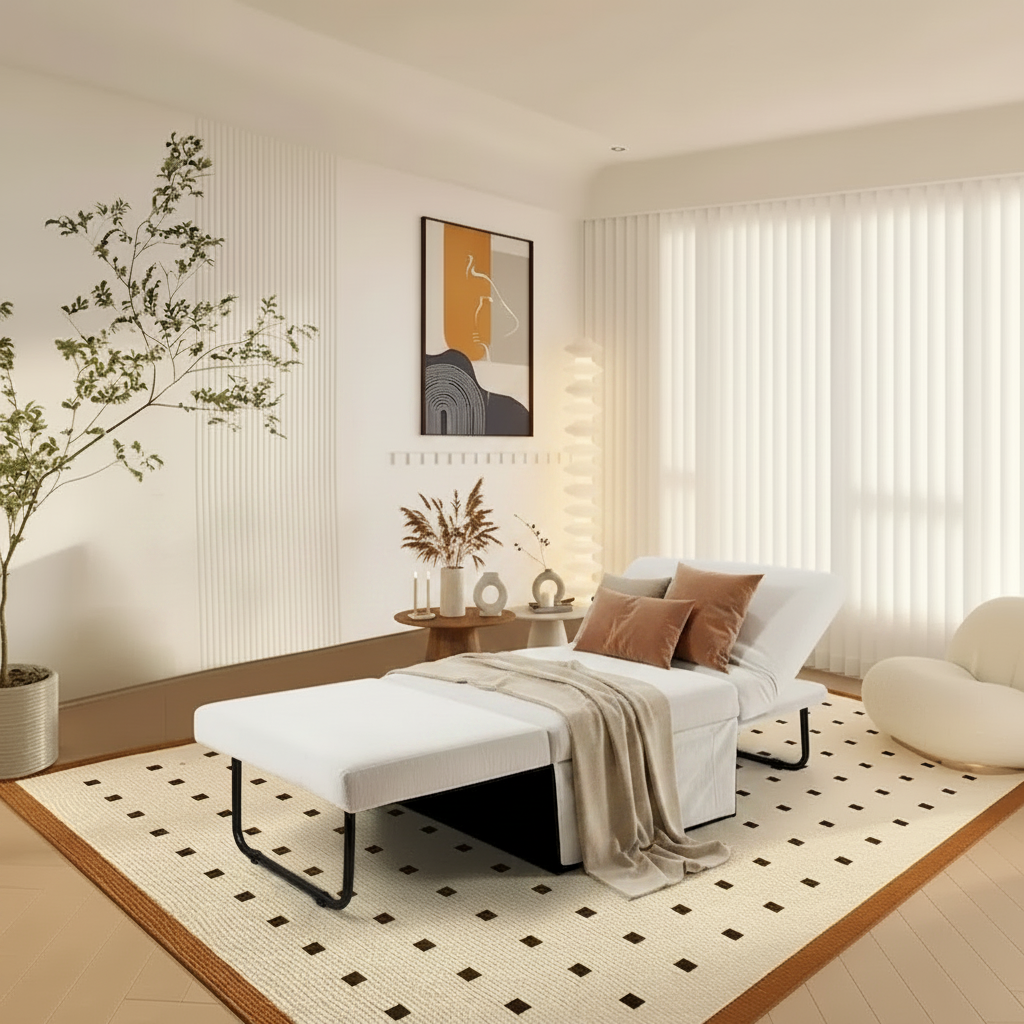 Fauteuil inclinable en velours côtelé convertible quatre en un