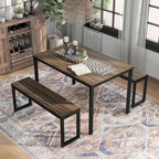Ensemble de table et de chaises de salle à manger trois pièces en métal de style transitoire