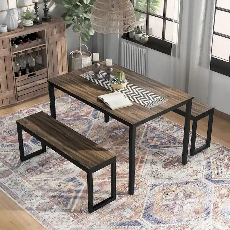 Ensemble de table et de chaises de salle à manger trois pièces en métal de style transitoire