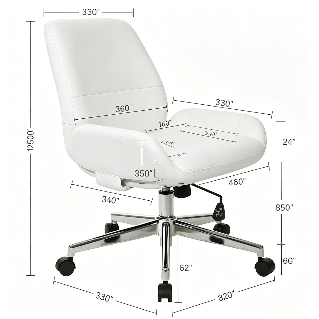 Chaise de bureau en similicuir et piétement chromé