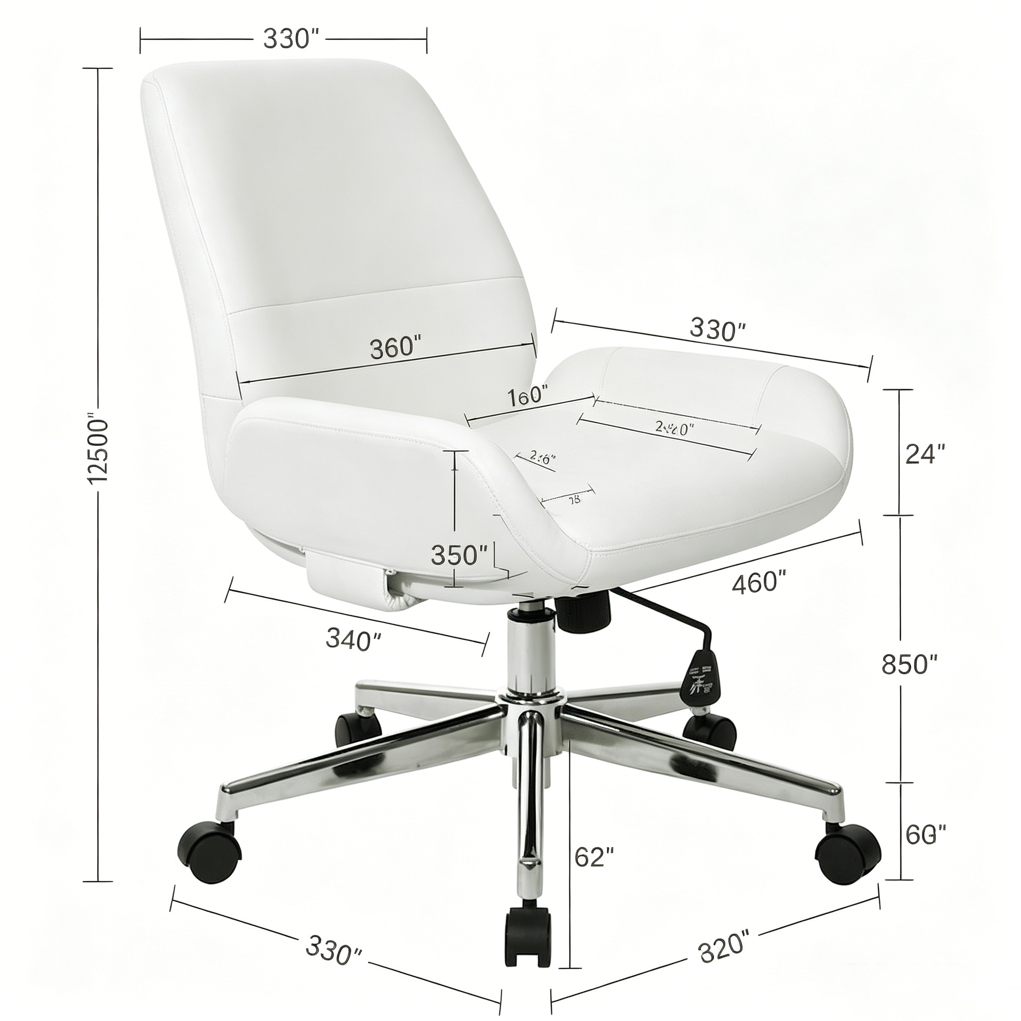Chaise de bureau en similicuir et piétement chromé