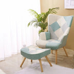 Fauteuil confortable pour chambre à coucher, avec revêtement en tissu patchwork créatif
