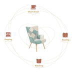 Fauteuil confortable pour chambre à coucher, avec revêtement en tissu patchwork créatif