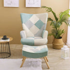 Fauteuil confortable pour chambre à coucher, avec revêtement en tissu patchwork créatif