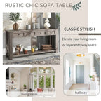 Console rustique avec tiroirs de rangement et étagère inférieure