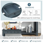 Console rustique avec tiroirs de rangement et étagère inférieure