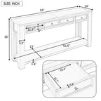 Console rustique avec tiroirs de rangement et étagère inférieure
