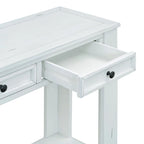 Console rustique avec tiroirs de rangement et étagère inférieure