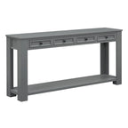 Console rustique avec tiroirs de rangement et étagère inférieure