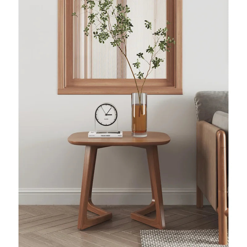 Table d'appoint rectangulaire en bois massif de style scandinave
