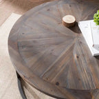 Table basse ronde en bois de récupération style ferme moderne