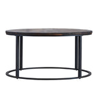 Table basse ronde en bois de récupération style ferme moderne