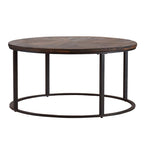 Table basse ronde en bois de récupération style ferme moderne