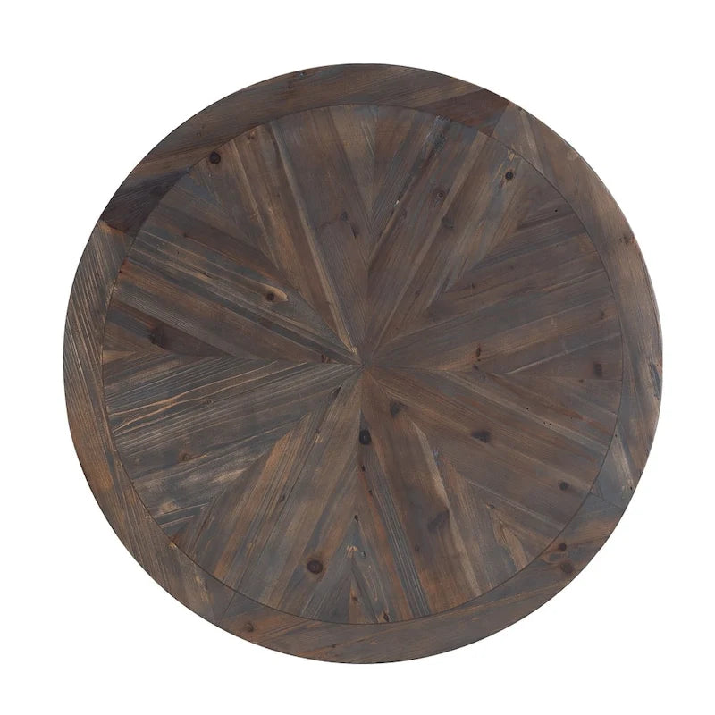 Table basse ronde en bois de récupération style ferme moderne